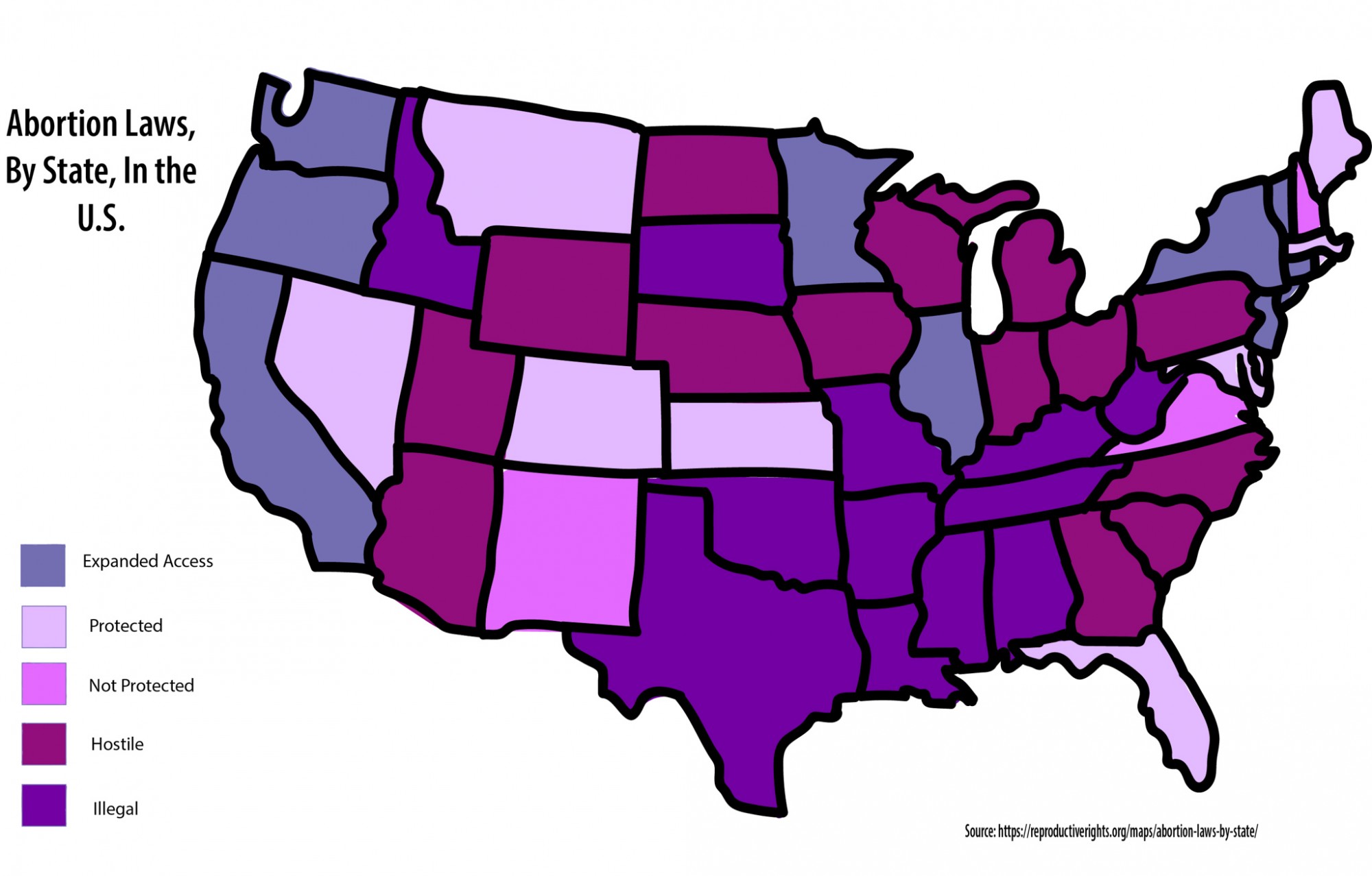 A graphic map of the United States shows which states have banned or restricted abortion.
